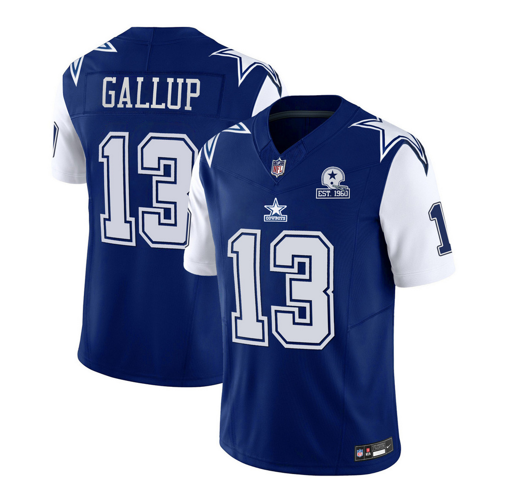Men's Dallas Cowboys #13 Michael Gallup Navy 2023 F.U.S.E. With 1960 Patch Vapor Limited Football Stitched Jersey